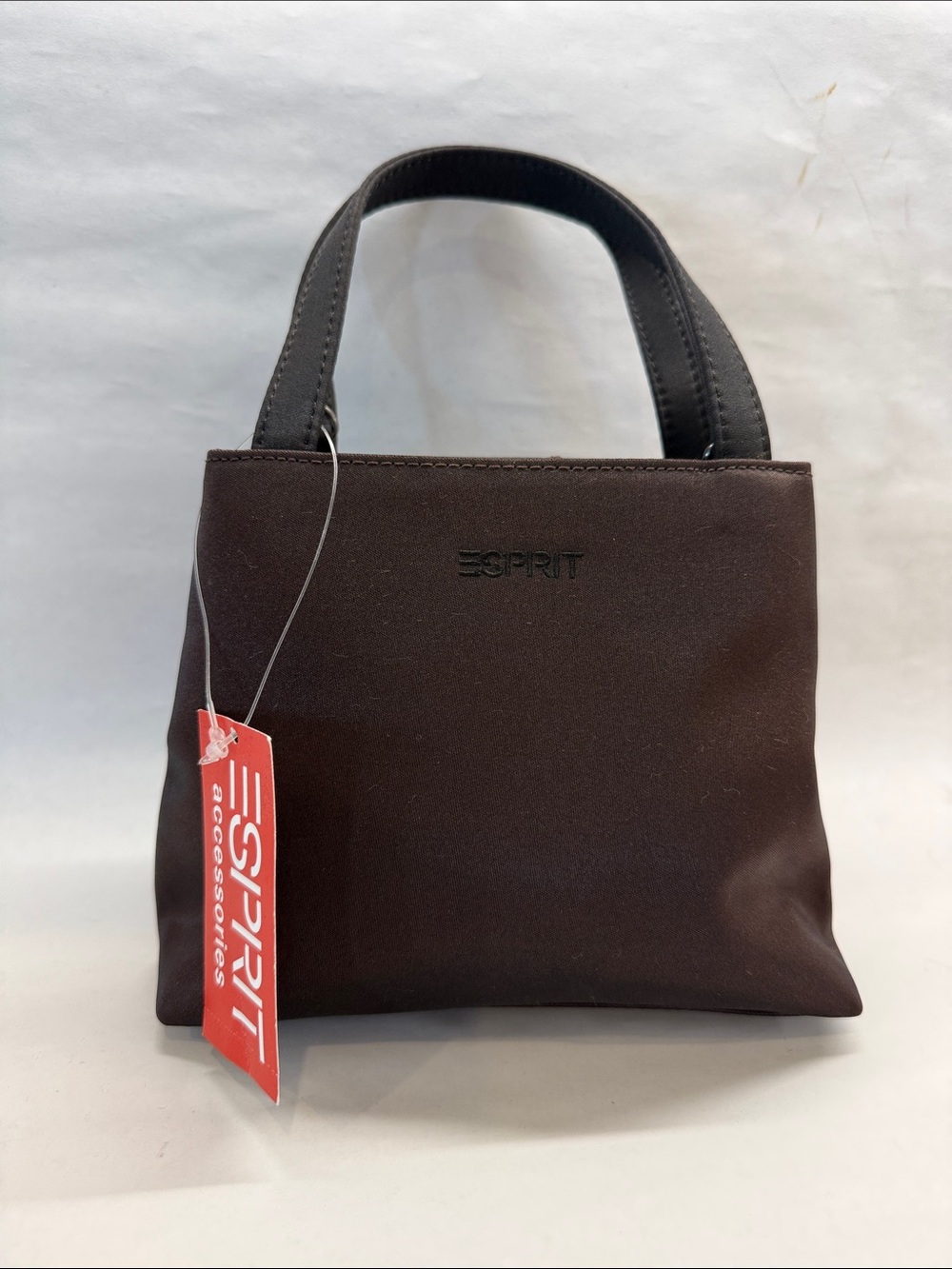 Vintage Esprit Dark Brown Small Tote with Black Handles